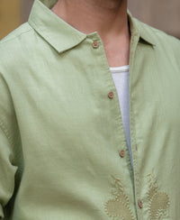 Mint Embroidered Shirt 100% Cotton