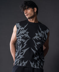 Black Grunge Print Vest