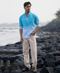 Blue Sprayed Stripe Shirt 100% Cotton