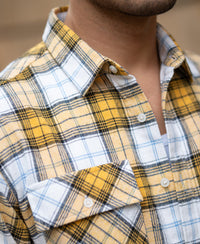 Yellow Checks Double Pocket Shirt