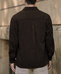 Dark Brown Double Pockets Denim Overshirt 100% Cotton