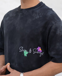 Black Washed Floral Print T-Shirt 100% Cotton