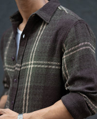 Dark Olive Structured Checks Shirt