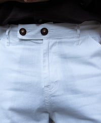 White Regular Fit Cotton Pants