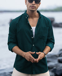 Dark Teal Corduroy Buttondown Shirt 100% Cotton