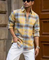Yellow Brushed Checks Shirt
