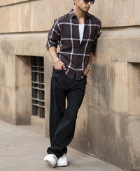 Brown Structure Checks Shirt