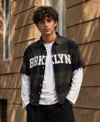 Olive Printed Checks Shirt