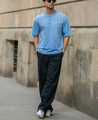 Purple Washed Graphic Half Sleeves T-Shirt 100% Cotton