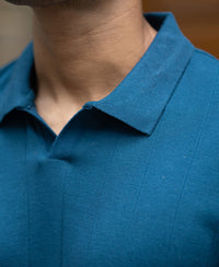 Royal Blue Striped Knitted T-Shirt 100% Cotton