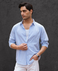 Light Blue Oxford Stripe Shirt 100% Cotton