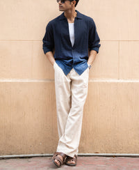 Navy Structured Ombre Shirt 100% Cotton