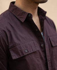 Wine Double Pocket Lightweight Shirt 100% Cotton