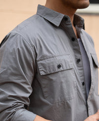 Grey Double Pocket Lightweight Shirt 100% Cotton