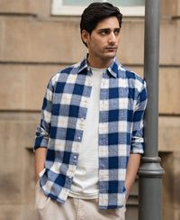 Blue Brushed Regular Fit Checks Shirt