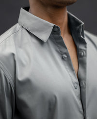 Grey Melange Stretch Shirt