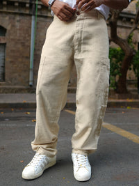 Off White Baggy Fit Linen Pants