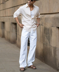 Peach & Beige Linen Stripe Shirt
