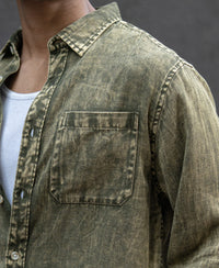 Olive Overdyed Lightweight Shirt 100% Cotton
