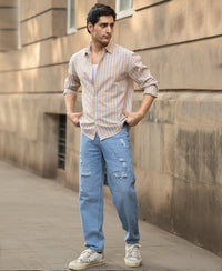 Tan Cottom Stripe Shirt