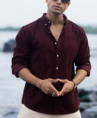 Wine Corduroy Buttondown Shirt 100% Cotton