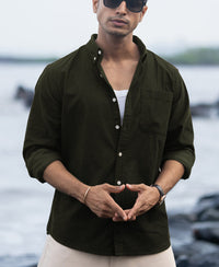 Dark Olive Corduroy Buttondown Shirt 100% Cotton
