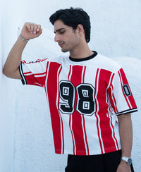 Red Printed Stripe Graphic T-Shirt
