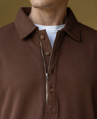 Brown Structure Zipper T-Shirt