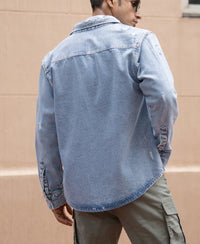 Blue Denim Regular Fit Full Sleeves Shirt 100% Cotton
