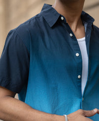 Dark Navy Ombre Shirt 100% Cotton