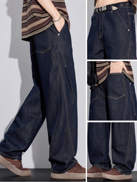 Men'S 3D Tailored Raw Denim Straight Leg Casual Basic Jeans