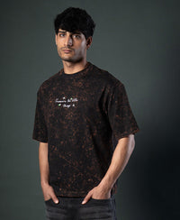 Dark Brown Floral Embroidery T-Shirt 100% Cotton