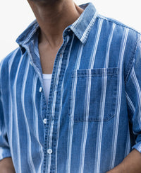 Denim Stripe Ombre Shirt 100% Cotton