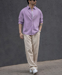 Lavender Overdyed Structured Shirt 100% Cotton