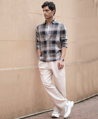 Olive & Black Structured Checks Shirt 100% Cotton
