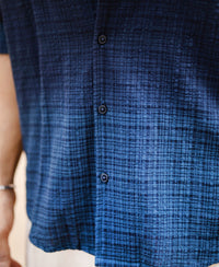 Navy Structured Ombre Shirt 100% Cotton