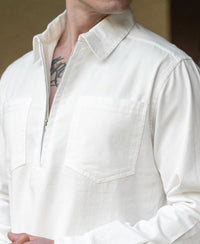 White Structured Zipper Shirt 100% Cotton