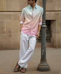 Green & Pink Ombre Shirt 100% Cotton