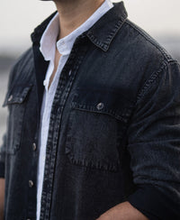 Black Charcoal Washed Denim Shirt 100% Cotton