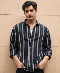 Black Structured Stripe Shirt