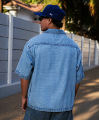 Blue Embroidered Denim Shirt 100% Cotton
