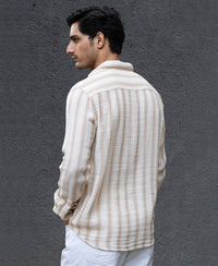 Cream & Beige Structured Stripe Shirt 100% Cotton