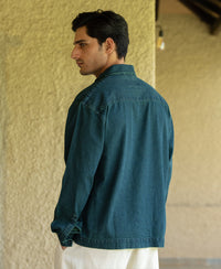 Teal Blue Tinted Zipper Shirt