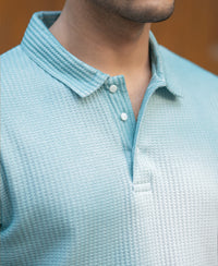 Aqua Blue Sprayed Polo T-Shirt