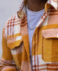 Mustard Pocket Checks Oversize Drop Shoulder Shirt