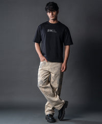 Black Crochet Patch Embroidered T-Shirt 100% Cotton