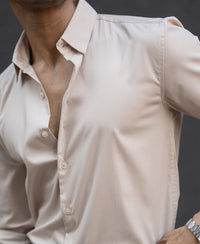 Beige Melange Stretch Shirt