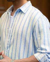 Natural & Blue Broad Stripe Shirt
