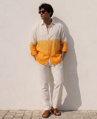 Yellow Ombre Linen Blend Shirt