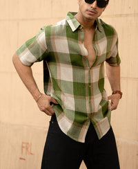 Green Structured Checks Shirt